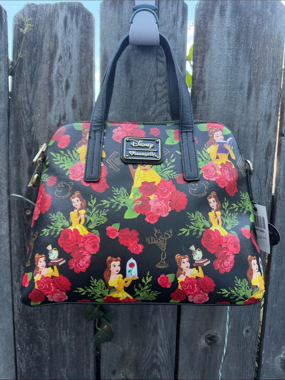Loungefly Belle Floral Dome Satchel - Black/Red/Yellow